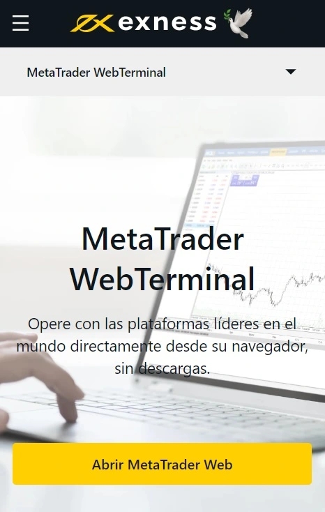 Terminal web Exness MetaTrader.